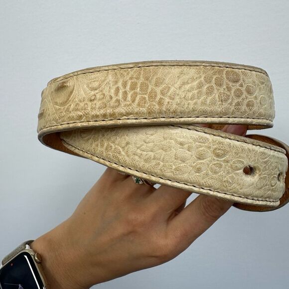 Genuine Crocodile Cream Beige Belt Large Croc Buckle Size XS/S - Picture 3 of 10